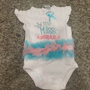 Baby Essentials Pink Polka Dot Onesie with Blue Bow
